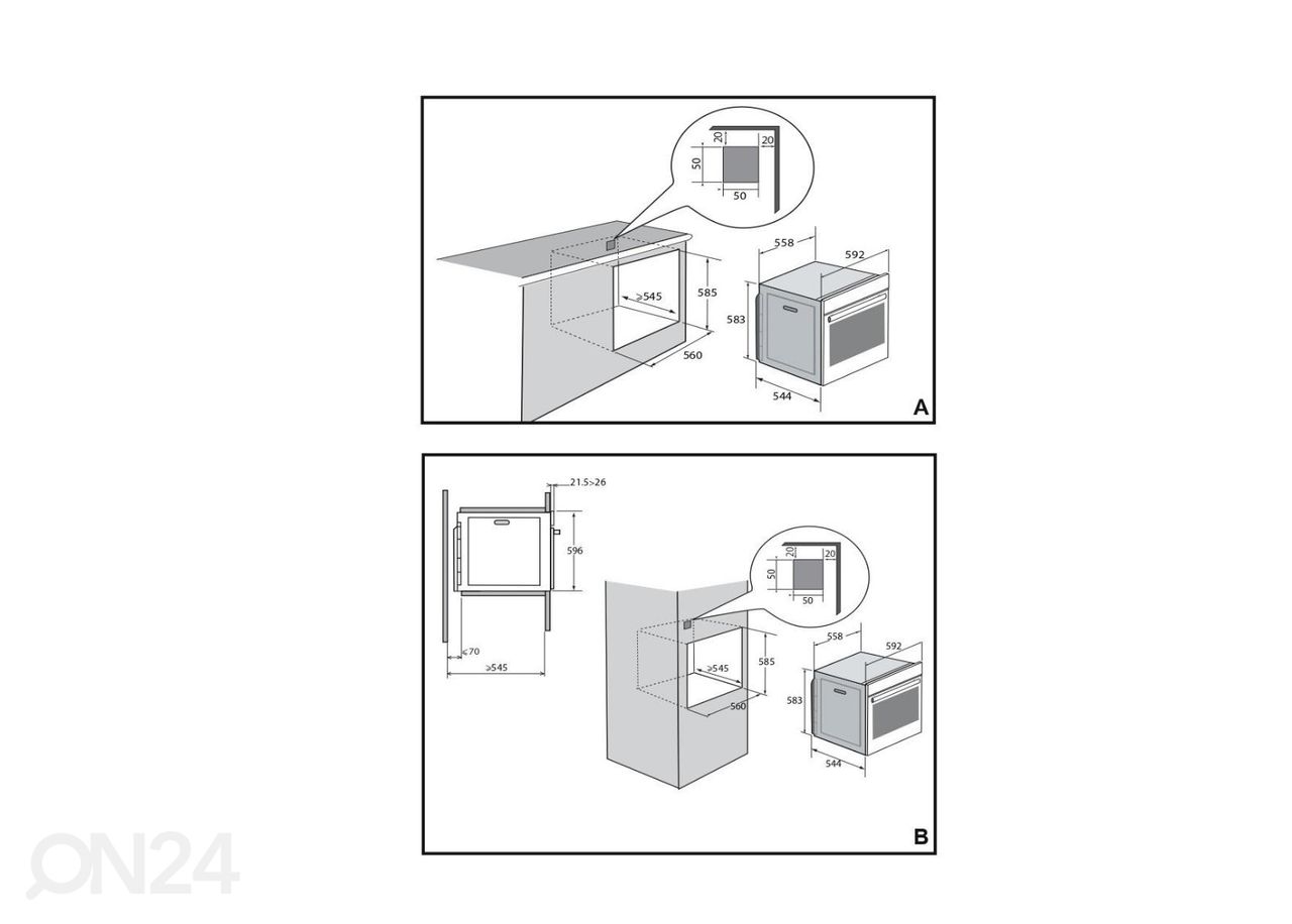 Integreeritav ahi Brandt BOH3415A suurendatud