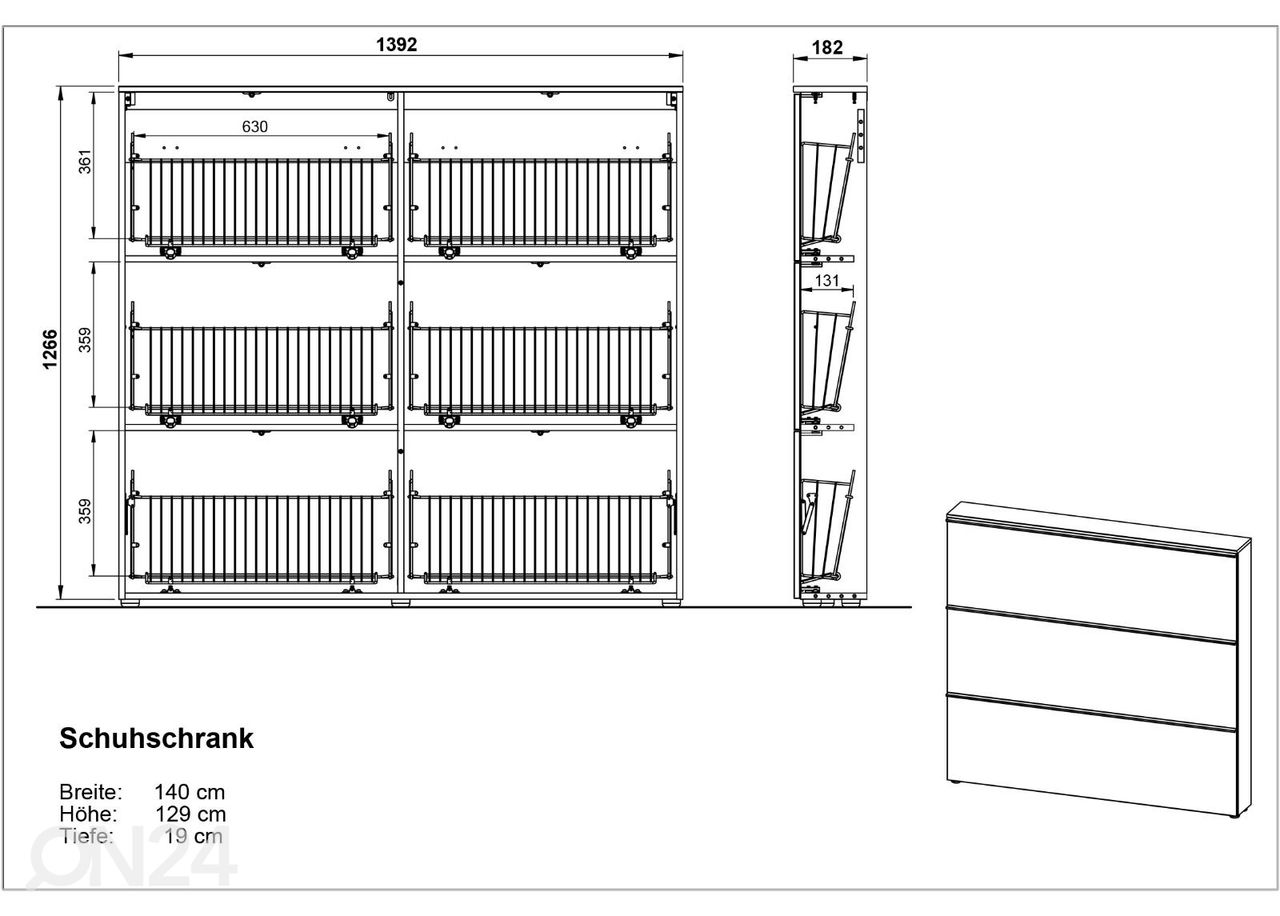 Jalatsikapp Solino 140 cm suurendatud
