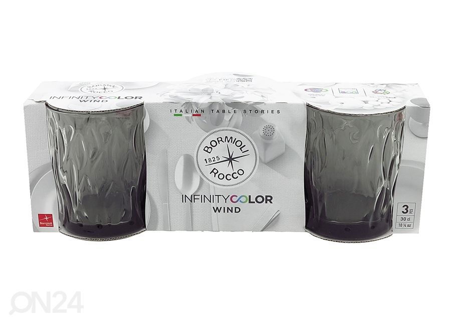 Joogiklaas Bormioli Rocco Wind onyx, 30 cl, 3 tk suurendatud