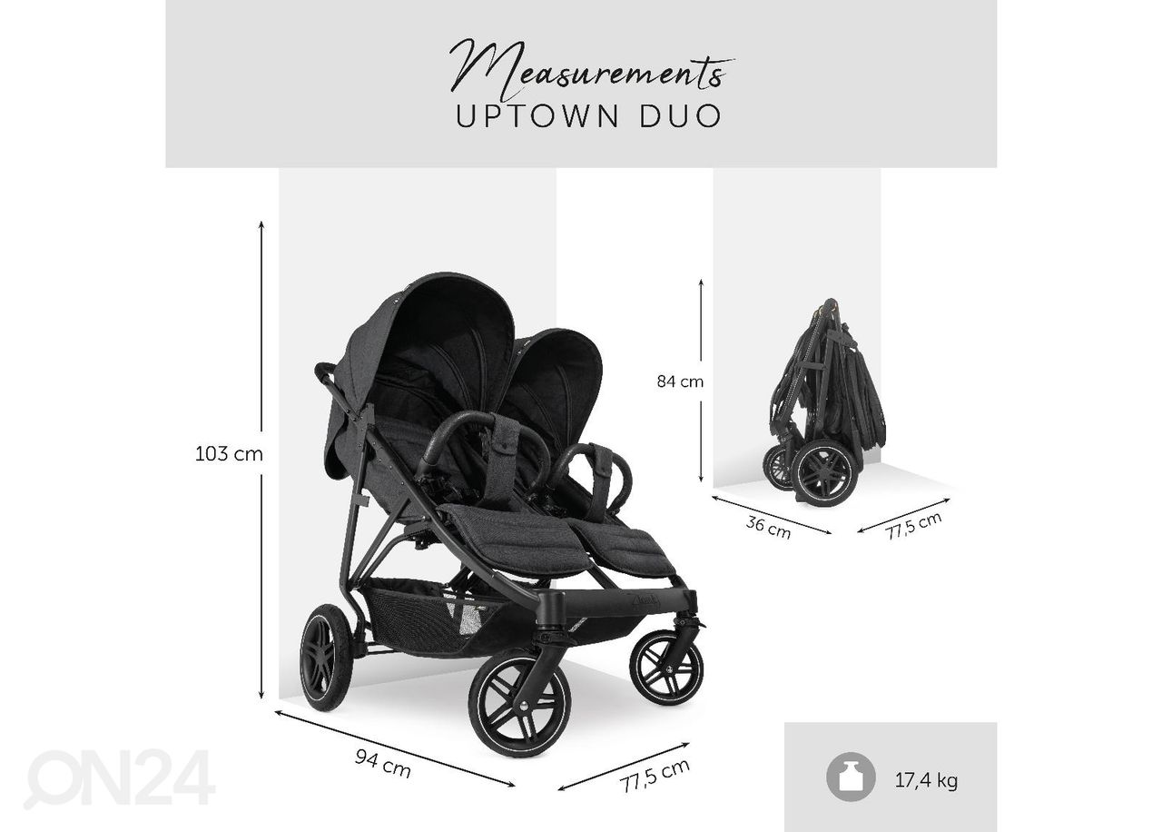 Kahekohaline jalutuskäru Hauck Select Uptown Duo Melange must suurendatud
