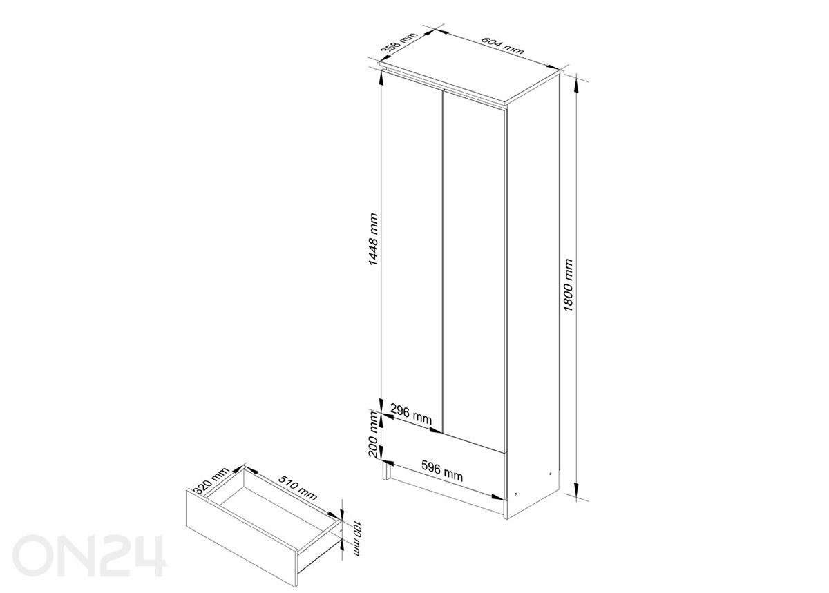 Kapp 60 cm suurendatud
