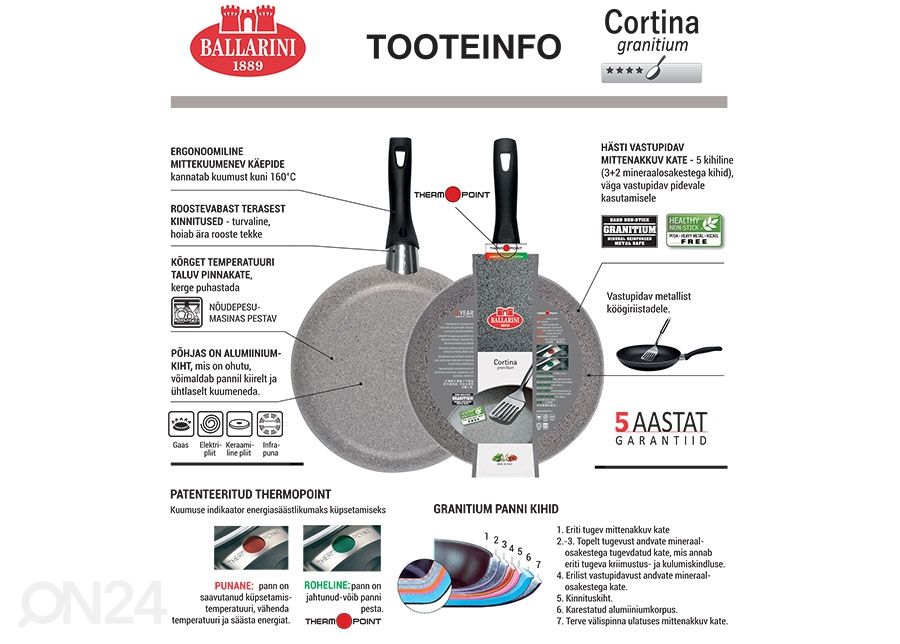 Kastrul Ballarini Cortina Granitium Ø 20 cm suurendatud