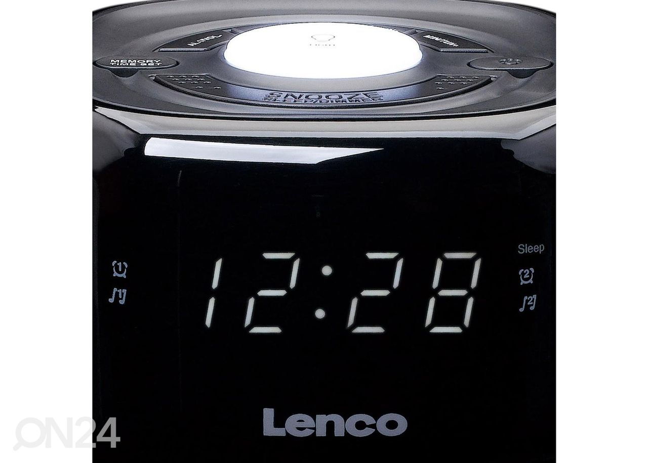 Kellraadio öövalgustiga Lenco, must suurendatud