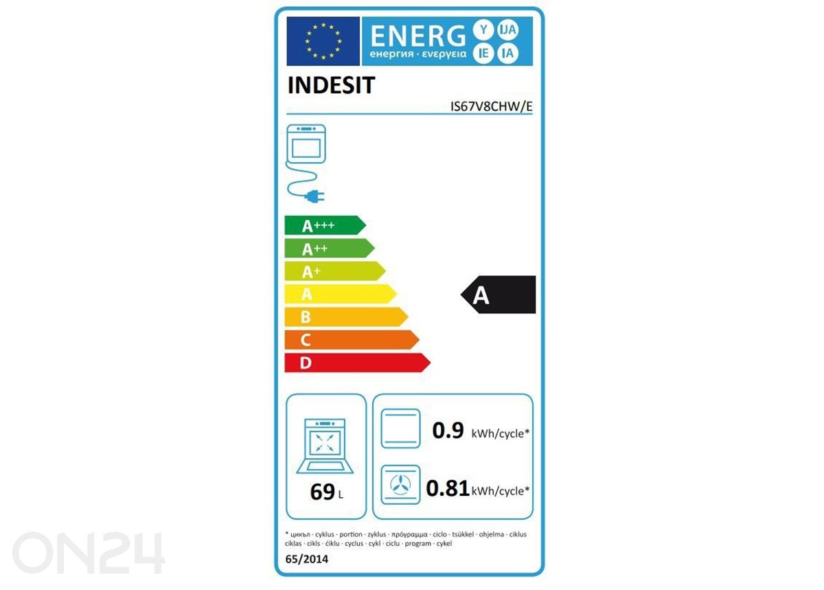 Keraamiline pliit Indesit IS67V8CHWE suurendatud