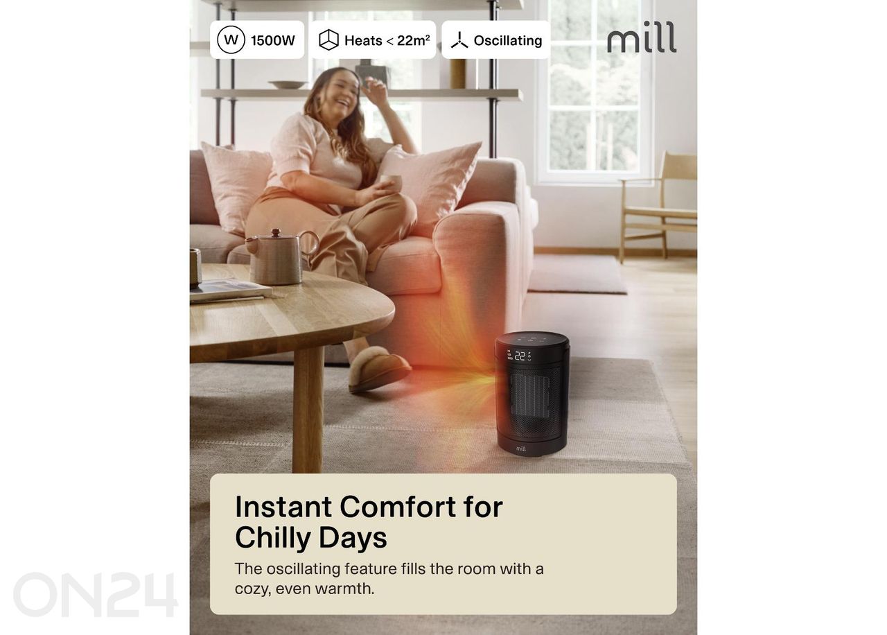 Keraamiline soojapuhur Mill FH1500BLACK, 1500 W, must suurendatud