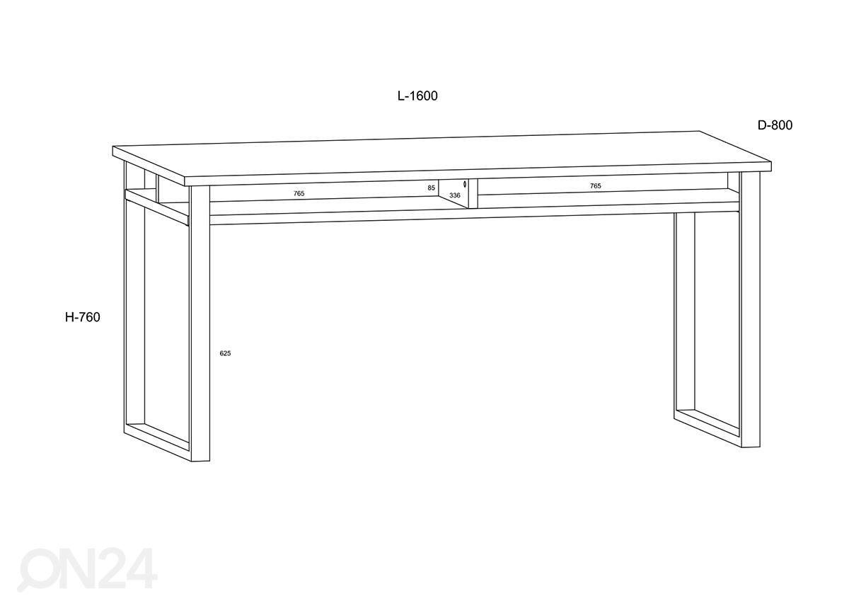 Kirjutuslaud 160 cm suurendatud