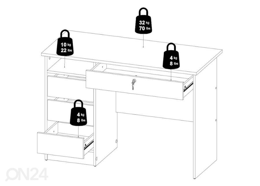 Kirjutuslaud Function 109 cm suurendatud