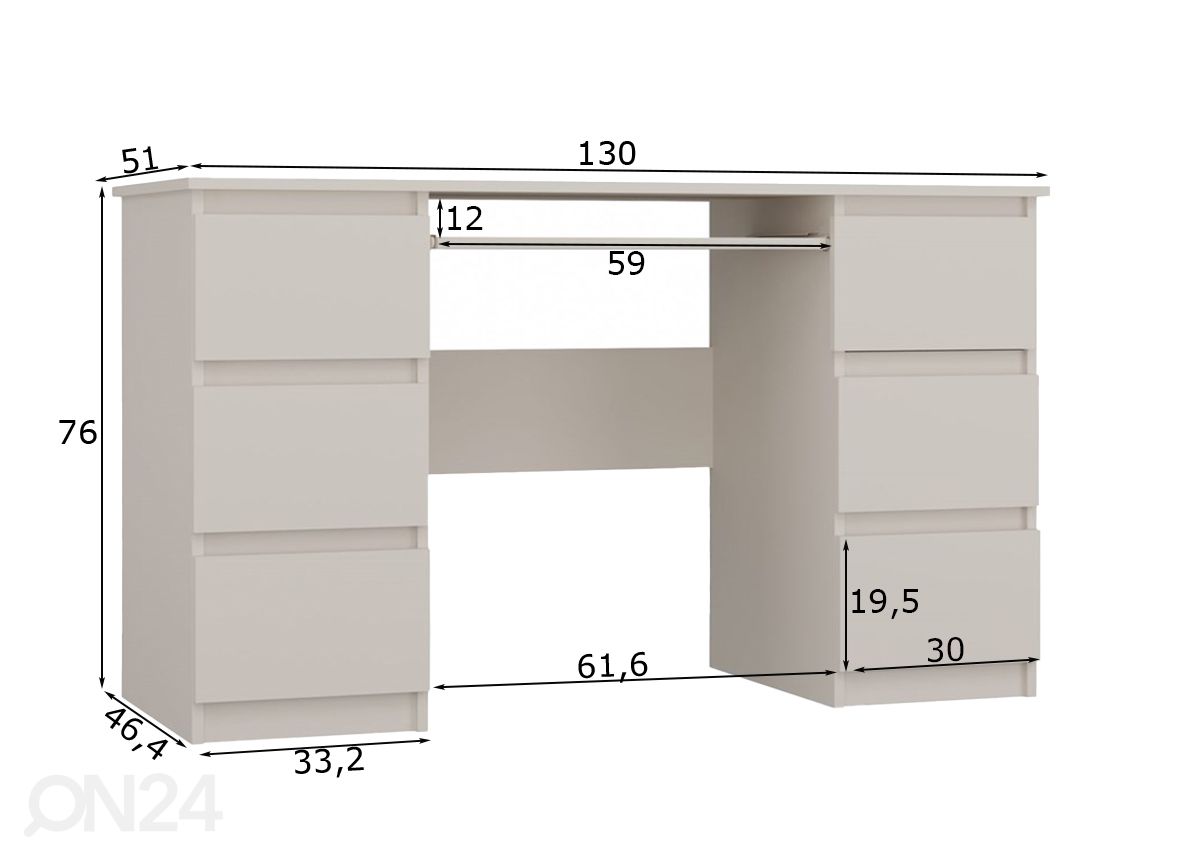 Kirjutuslaud Tiago 130 cm suurendatud