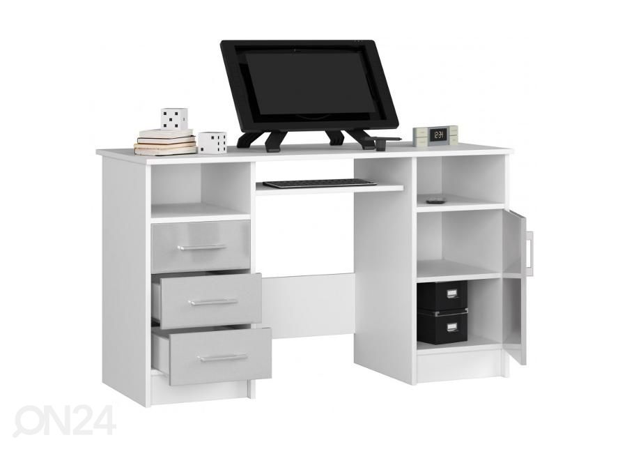 Kirjutuslaud, valge/hall suurendatud