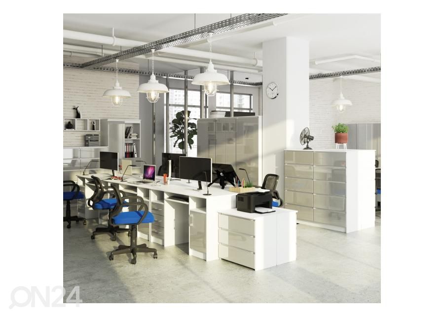 Kirjutuslaud, valge/hall suurendatud