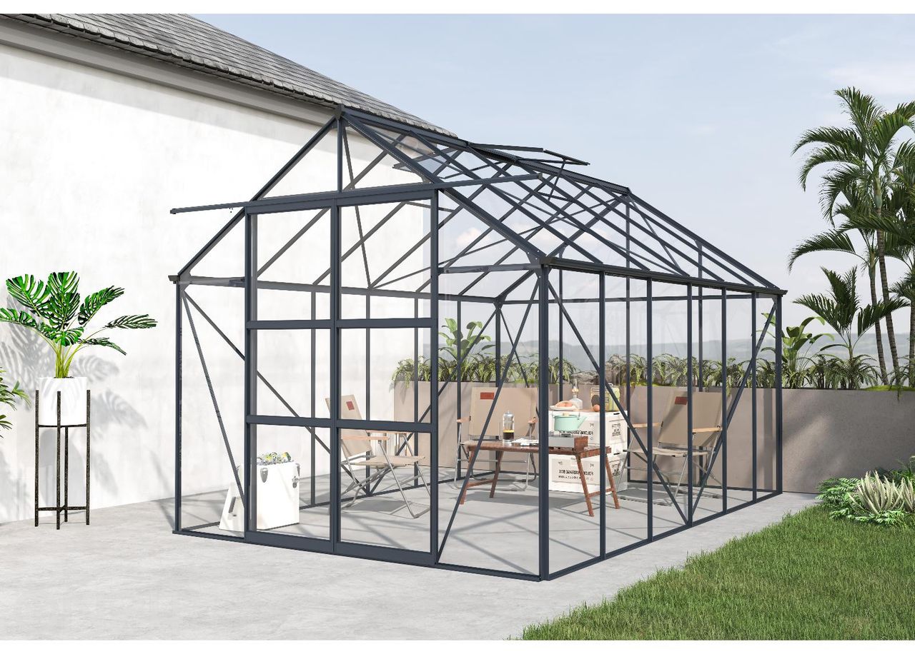 Klaaskasvuhoone Elegant 8,94 m², hall suurendatud