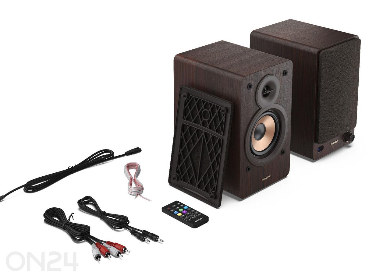Kõlarid Sharp, 60W RMS, Bluetooth, pruun suurendatud