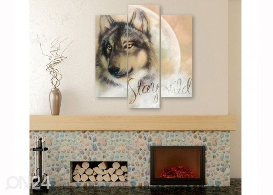 Kolmeosaline seinapilt Stay wild 3D 90x80 cm suurendatud
