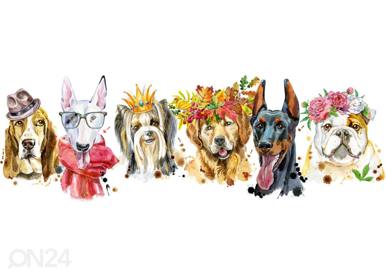 Köögi tagasein Portraits of dogs 180x60 cm suurendatud