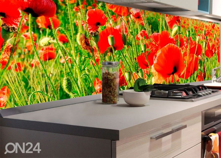 Köögi tagasein Red poppies 180x60 cm suurendatud