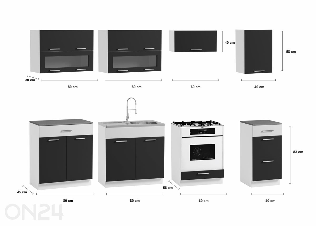 Köögimööbel 260 cm suurendatud