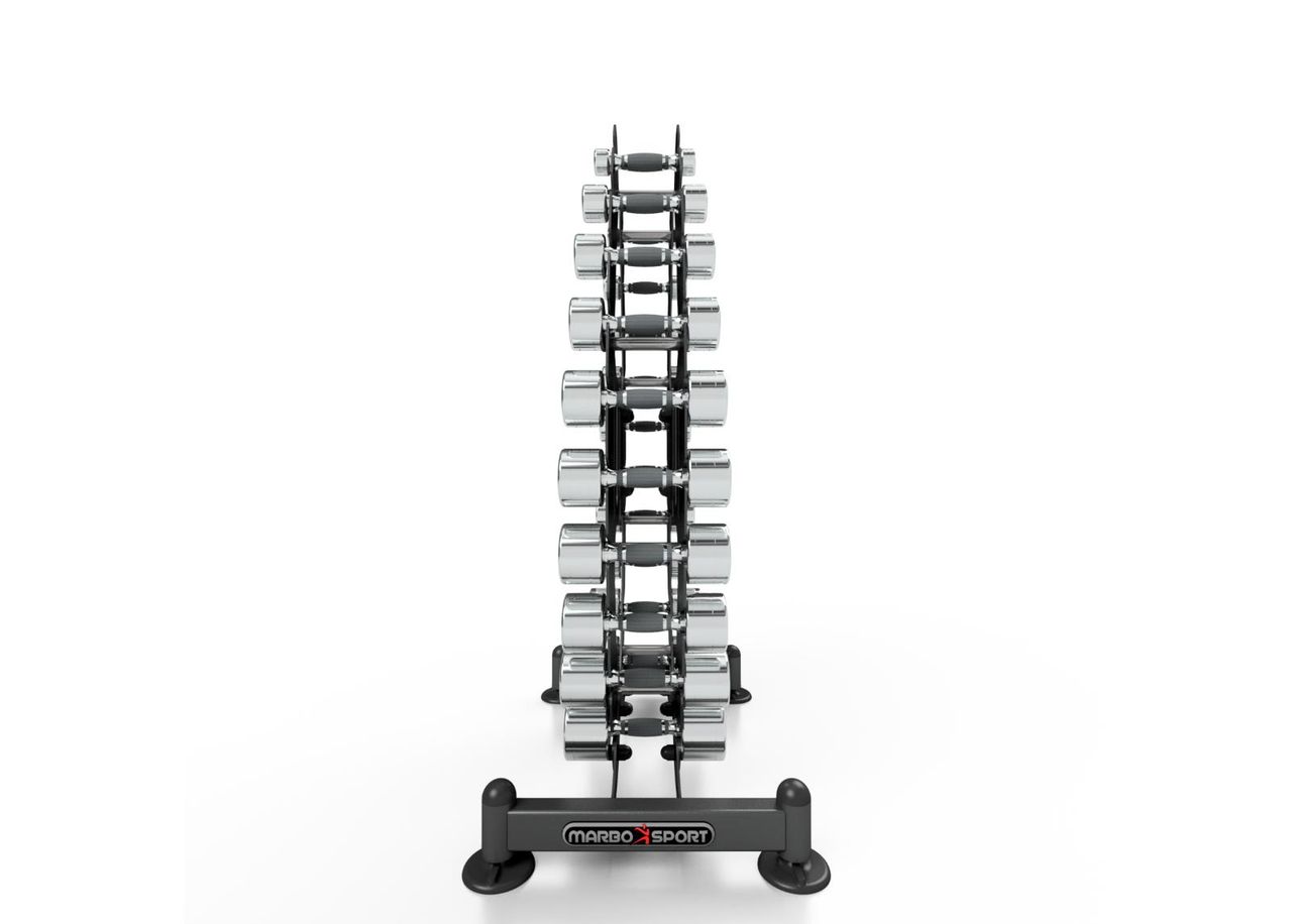 Kroomitud hantlid koos alusega 1-10 kg Marbo Sport suurendatud