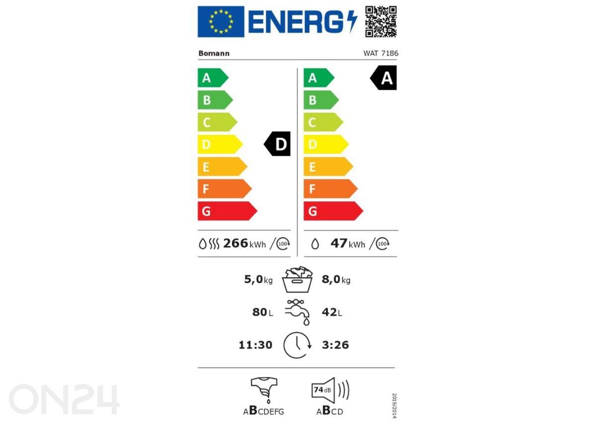 Kuivatiga pesumasin Bomann WAT7186W suurendatud