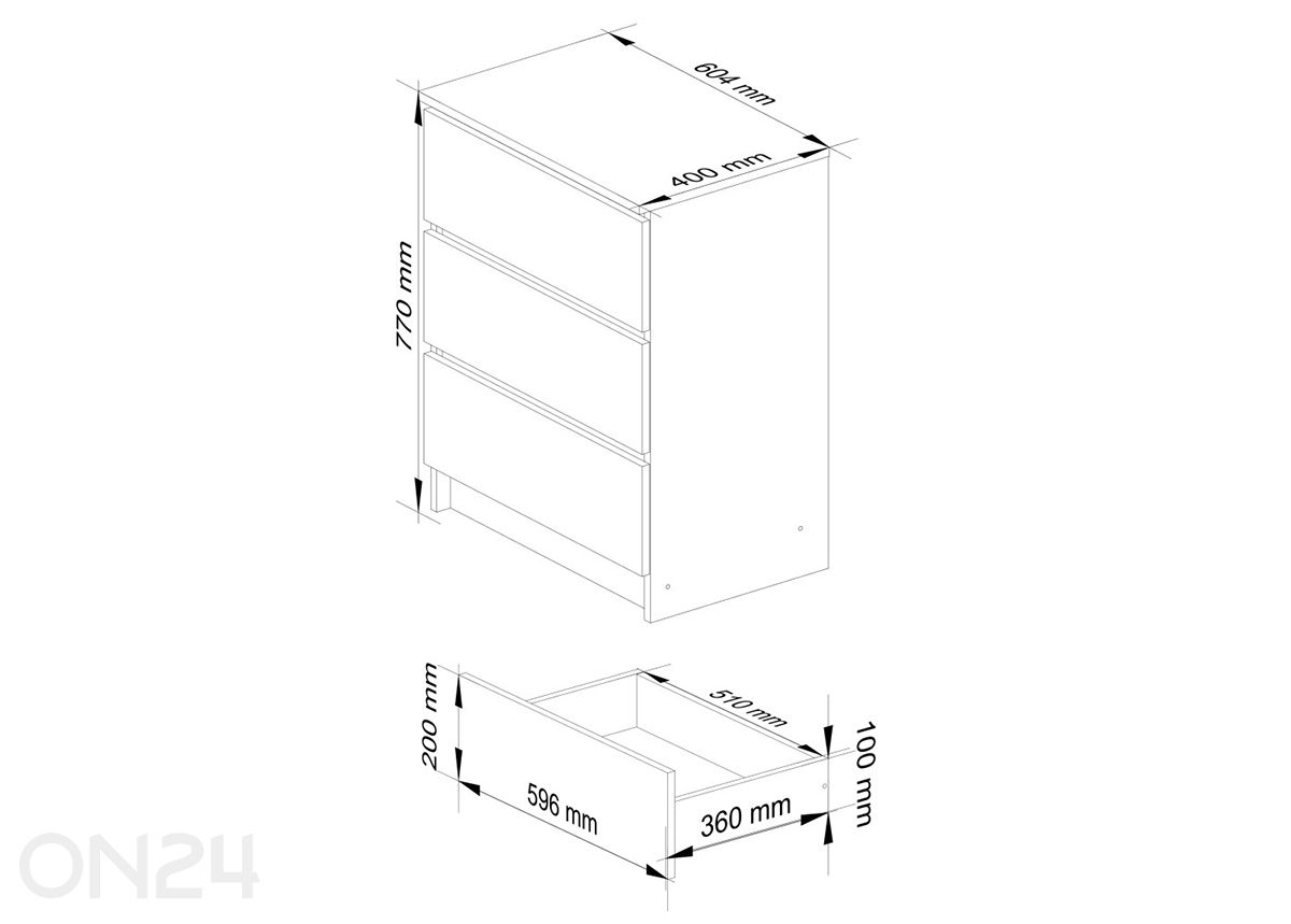 Kummut 60 cm suurendatud