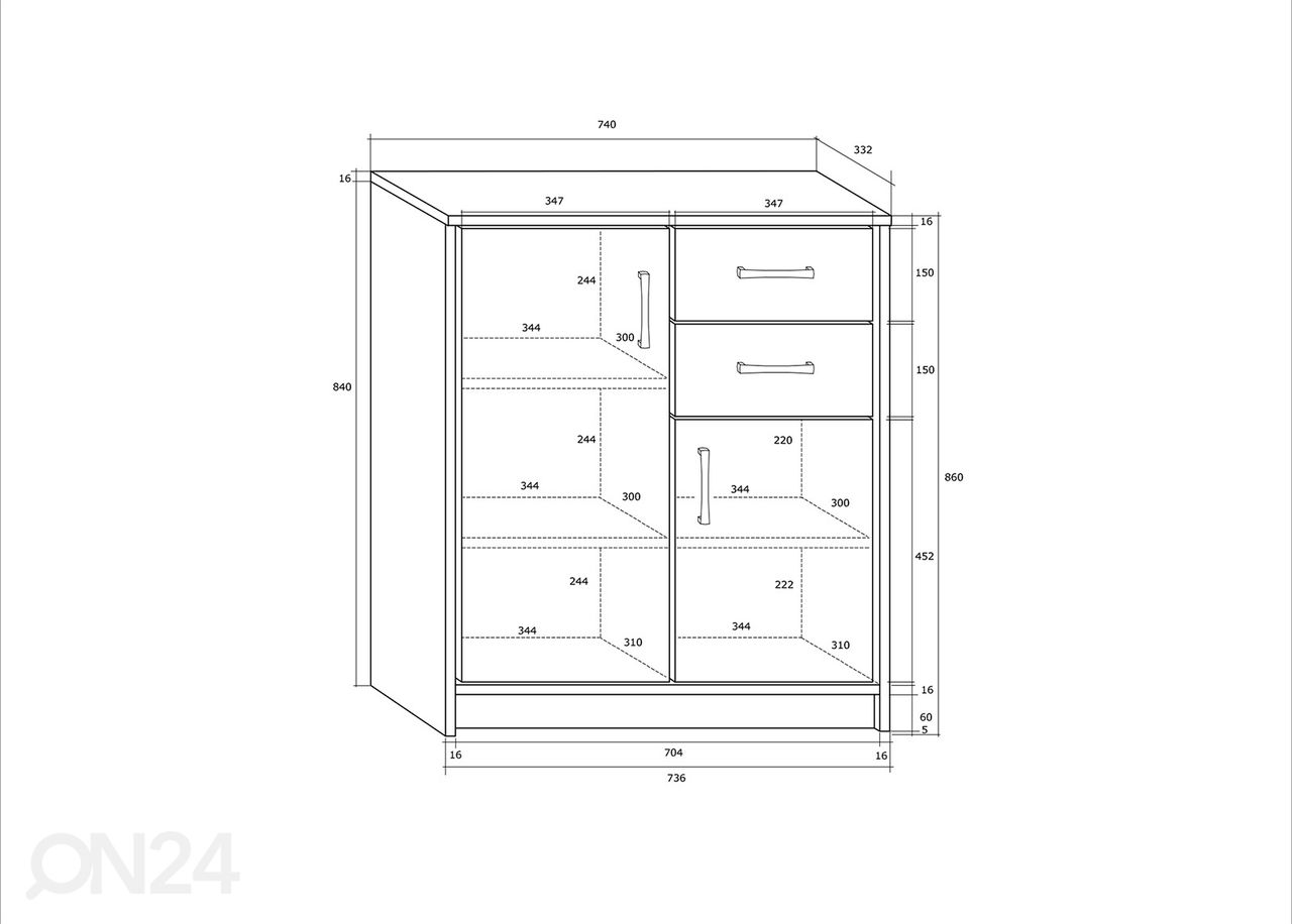 Kummut 74 cm suurendatud