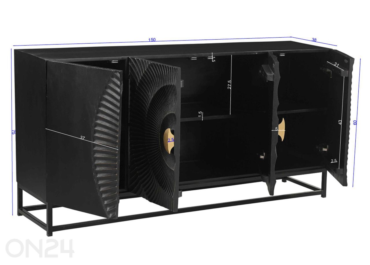 Kummut Black Smooth 150 cm suurendatud