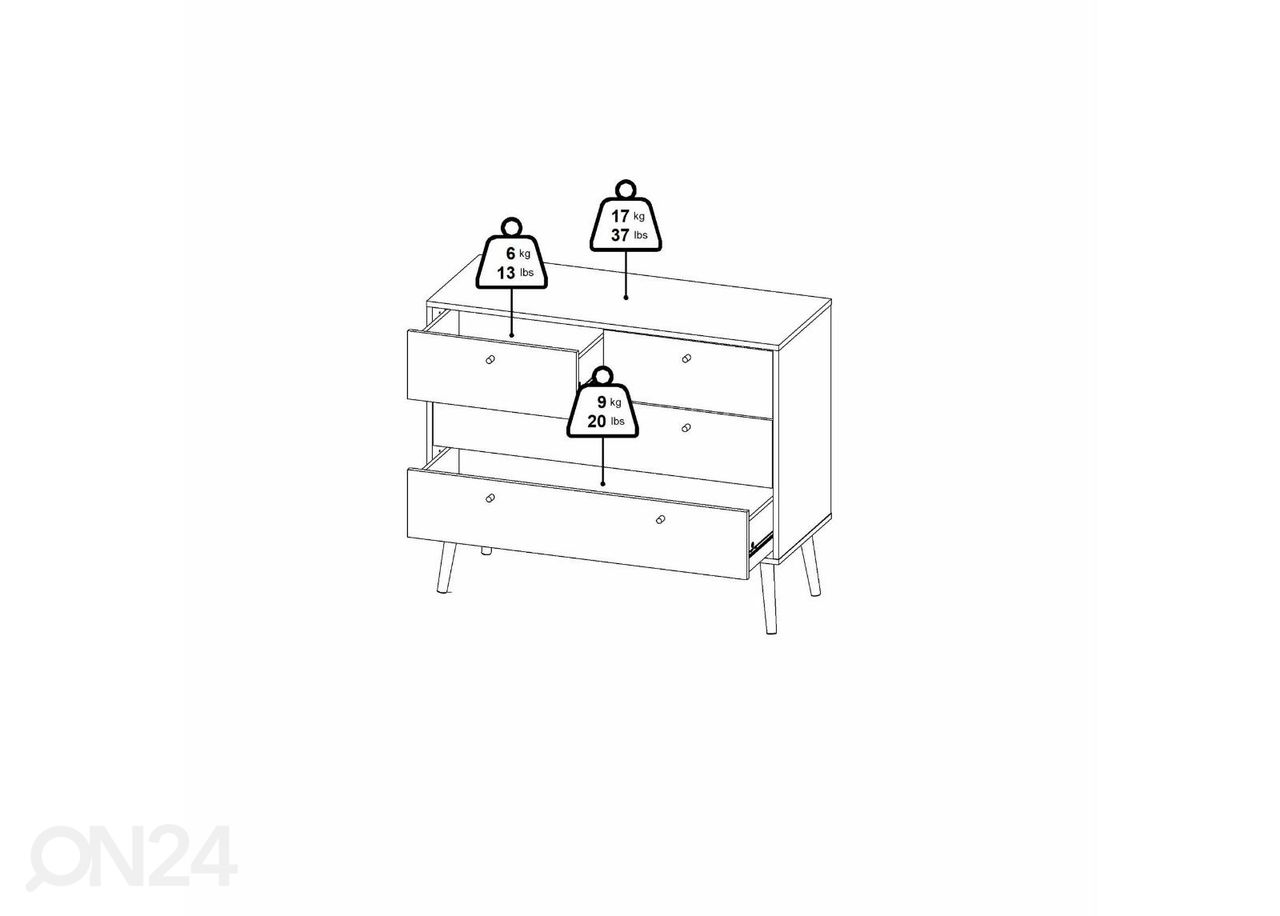 Kummut Bodo 99 cm, valge suurendatud