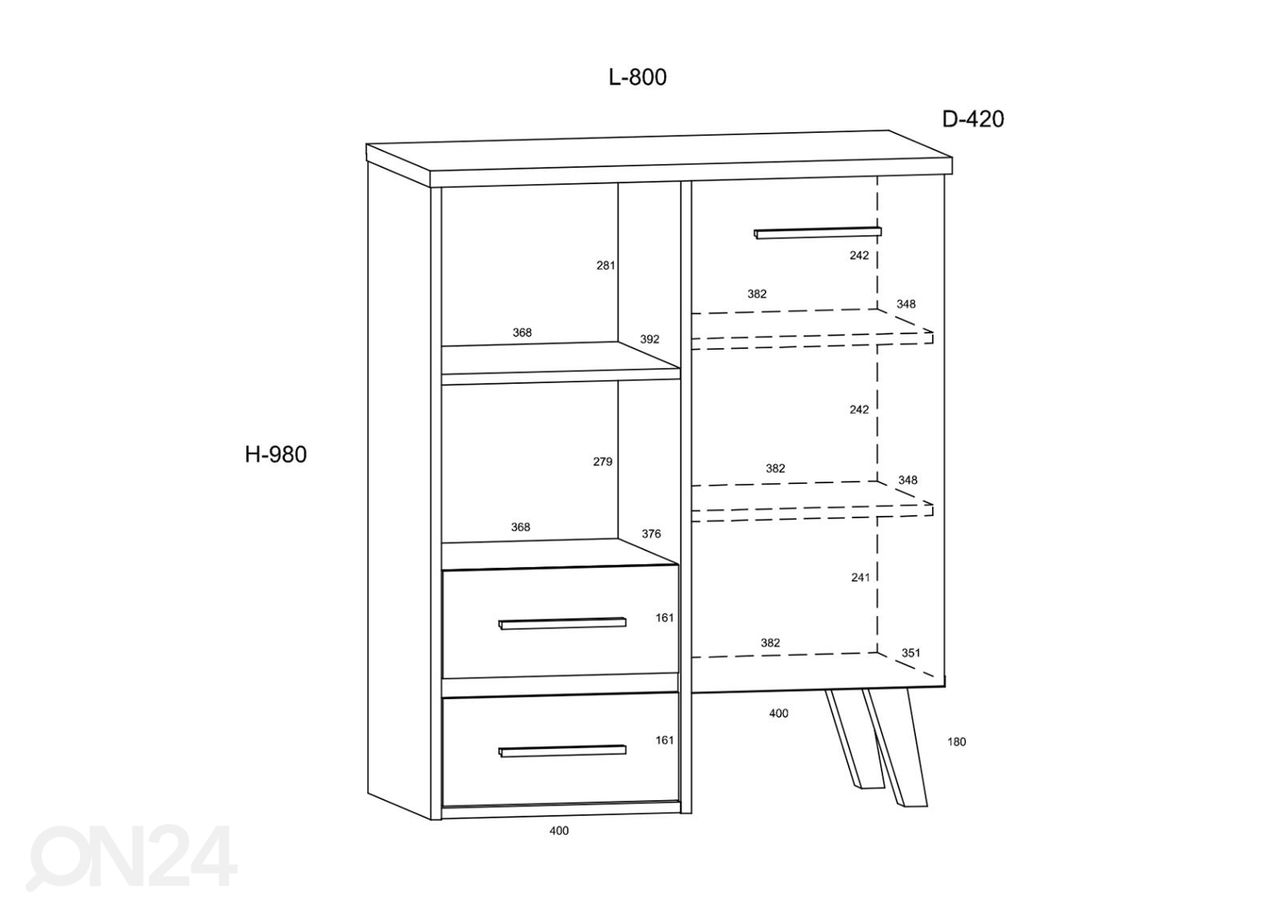 Kummut Clon 80 cm suurendatud