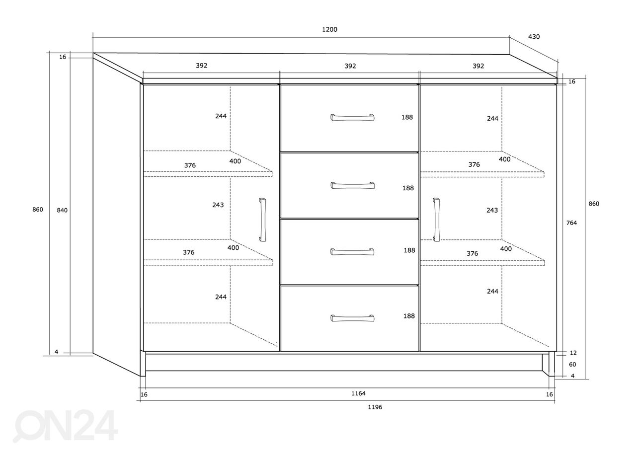 Kummut Drimo 120 cm suurendatud
