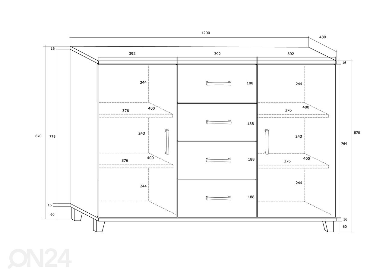 Kummut Drimo 120 cm suurendatud