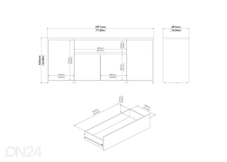 Kummut Next 197 cm suurendatud