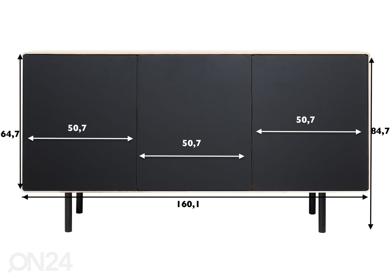 Kummut Tokyo 160 cm, valge õli suurendatud