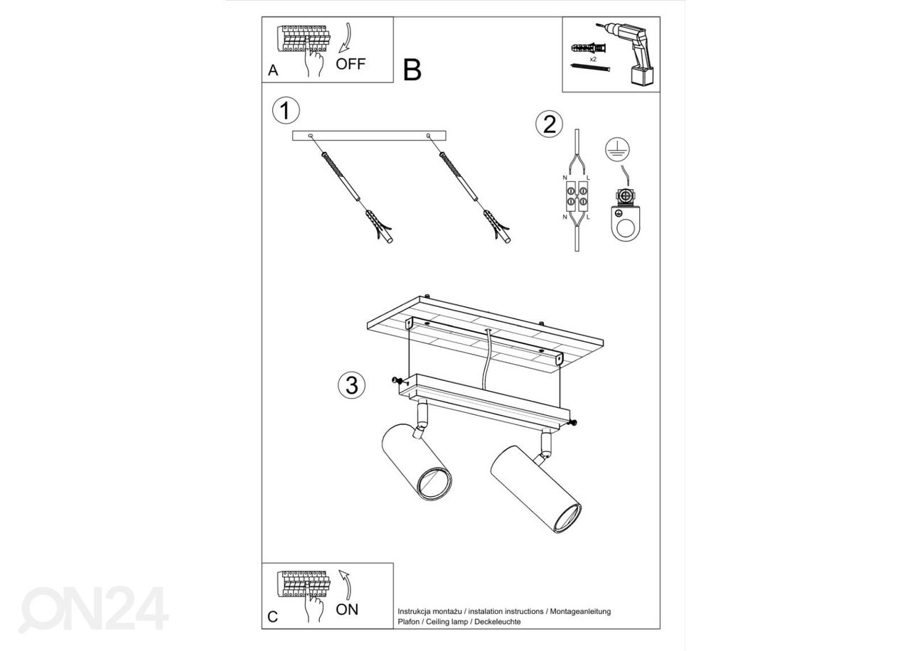 Laelamp Direzione 2, must suurendatud