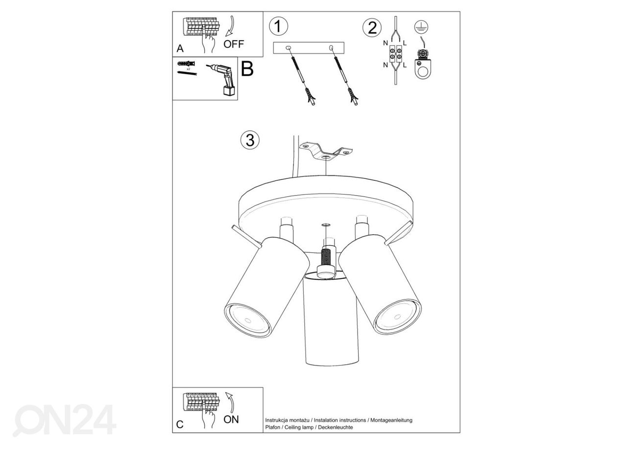 Laelamp Ring 3P, must suurendatud
