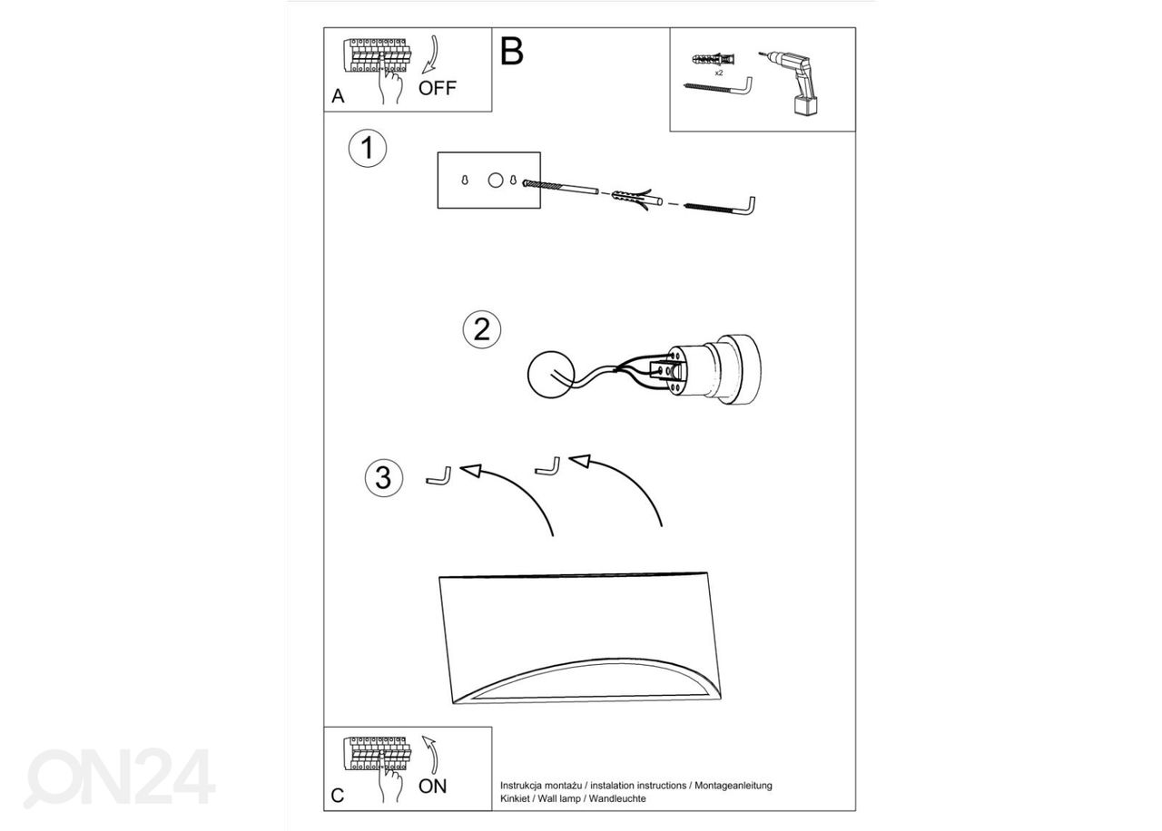 Lakitud seinavalgusti Vixen, valge läikiv suurendatud