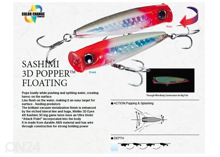 Lant Yo-Zuri Sashimi 3D Popper 90 mm suurendatud