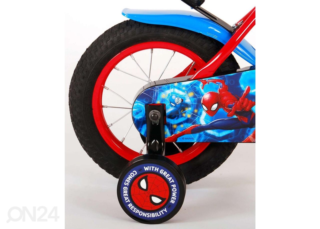 Laste jalgratas 12 tolli Spider-Man sinine-punane suurendatud