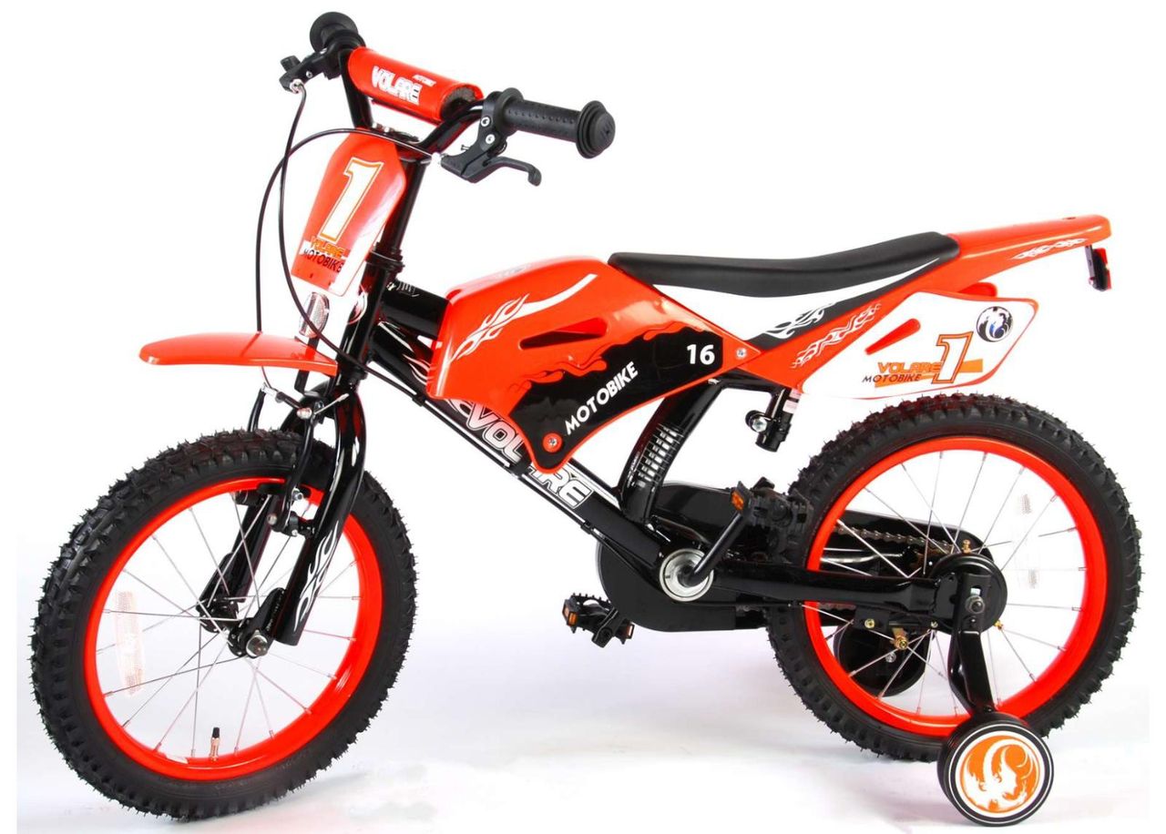 Laste jalgratas Motorbike 16 tolli Volare suurendatud