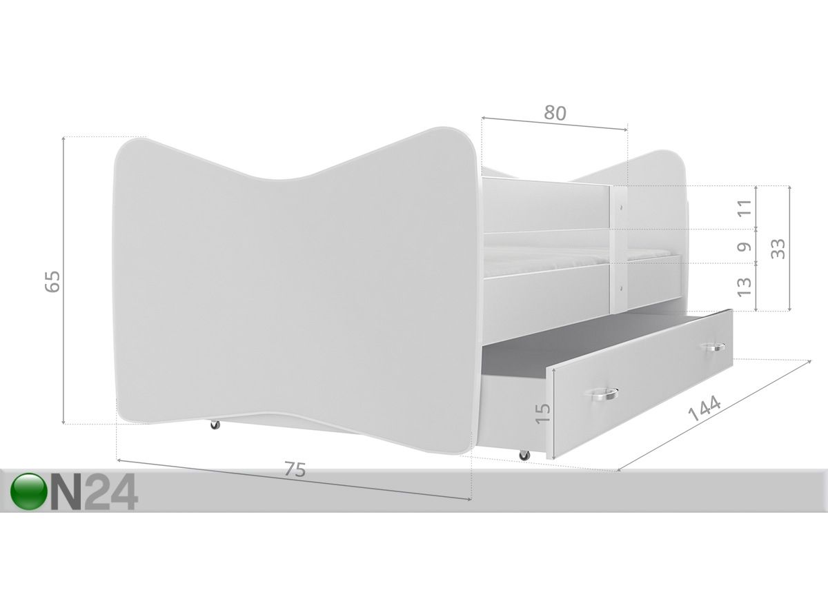 Lastevoodi 70x140 cm suurendatud
