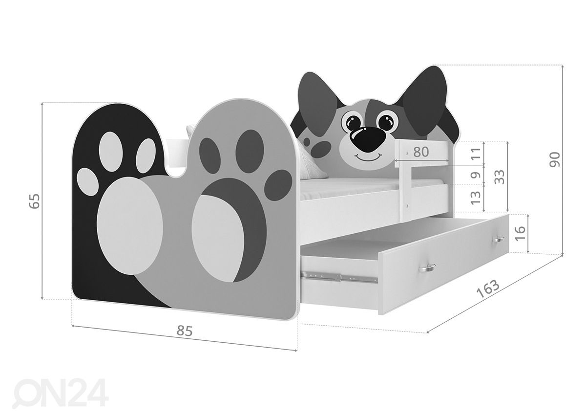 Lastevoodi 80x160 cm suurendatud