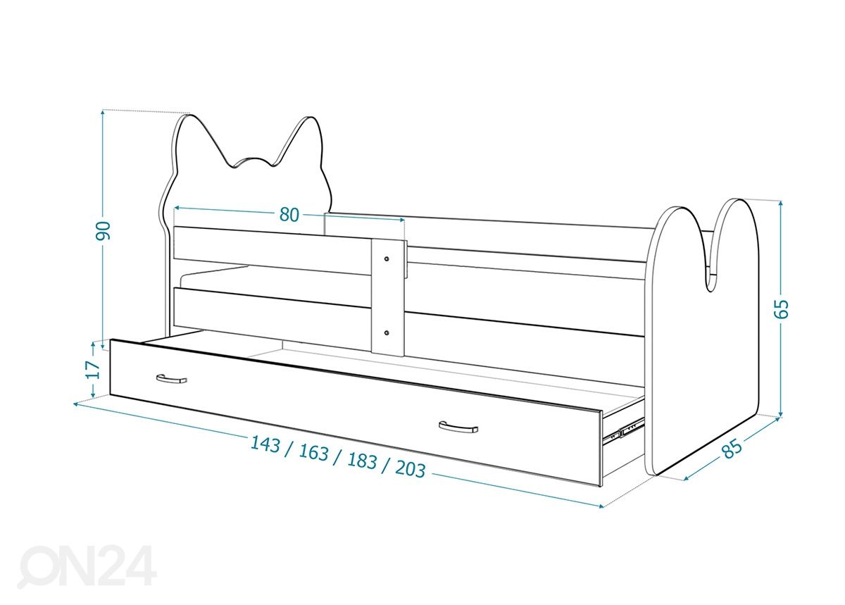 Lastevoodi + madrats 80x160 cm suurendatud