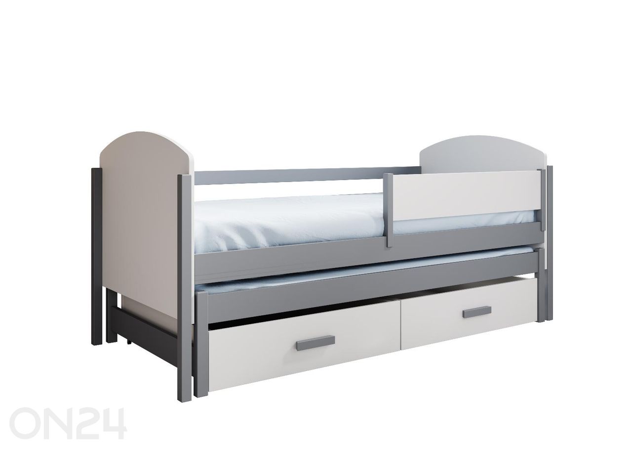 Lastevoodi väljatõmmatava lisavoodiga Olen madratsitega 80x180 cm suurendatud