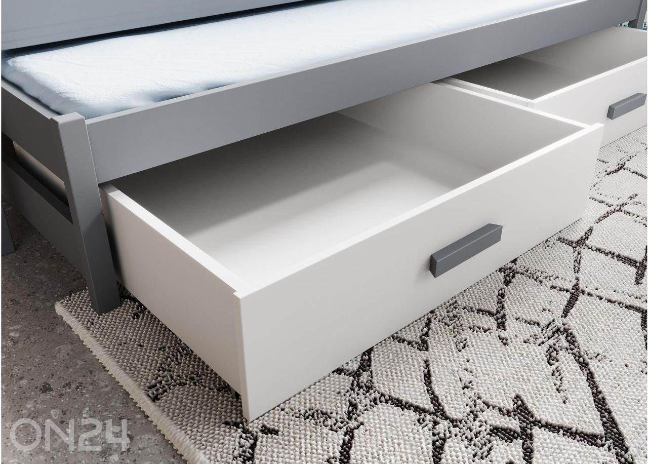 Lastevoodi väljatõmmatava lisavoodiga Olen madratsitega 80x180 cm suurendatud