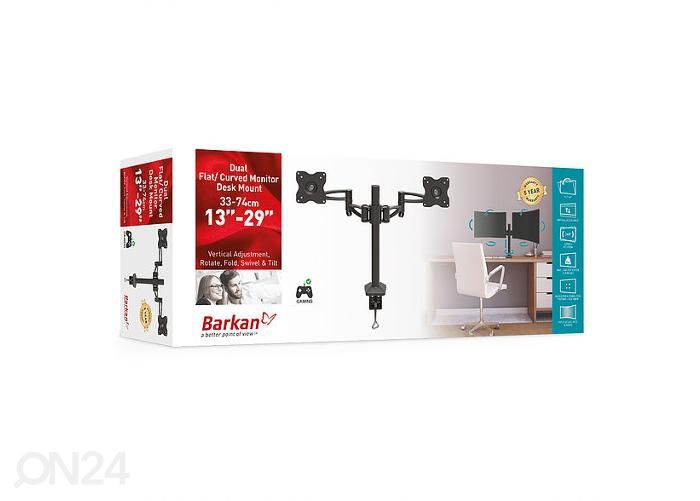Lauastatiiv kahele monitorile Barkan E642.B 13"-29" suurendatud
