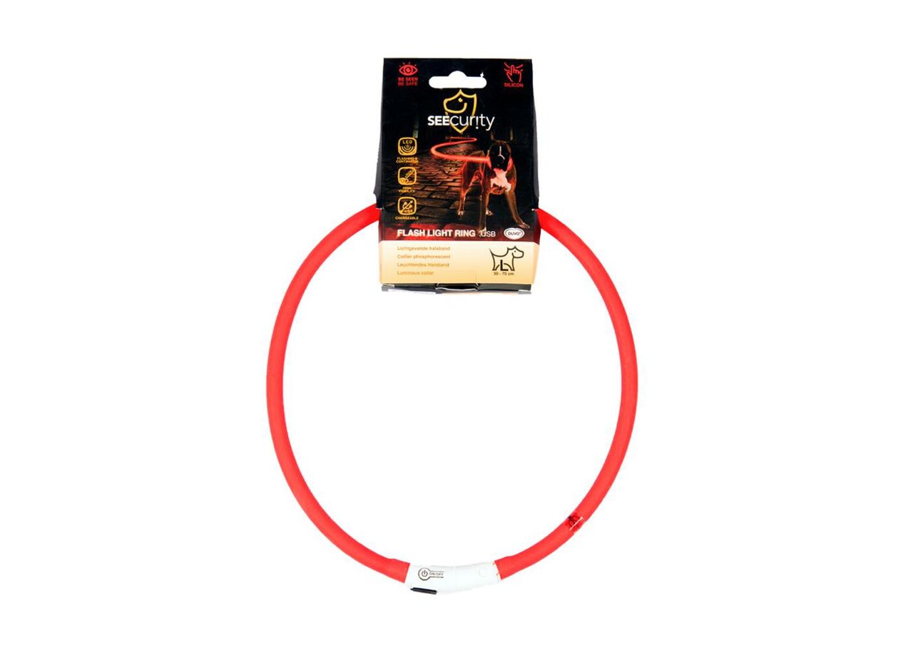 Led helkur kaelarihm 70cm punane usb liides Duvo+ suurendatud
