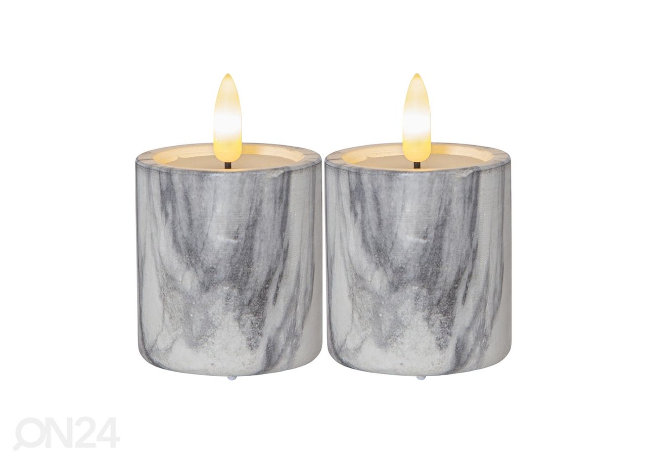 LED küünalde komplekt Flamme Marble 2tk suurendatud
