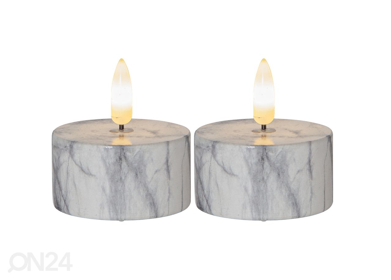 LED küünalde komplekt Flamme Marble 2tk suurendatud