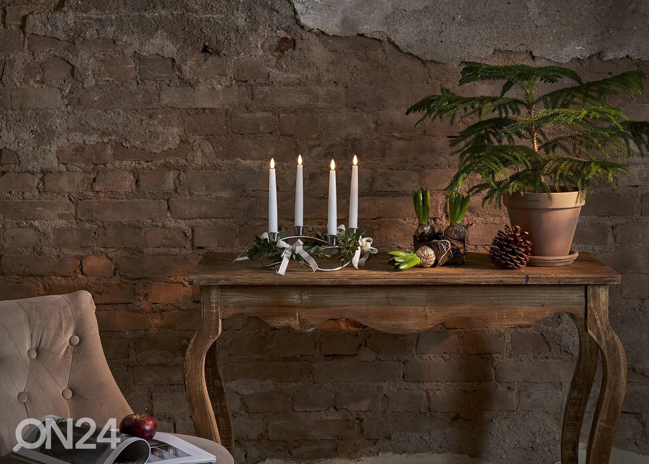 LED küünalde komplekt Flamme Slim 4 tk, valge suurendatud