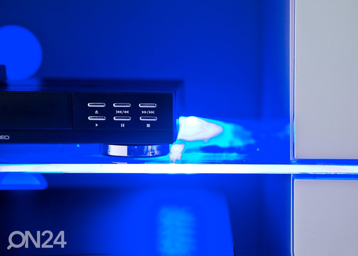 LED valgustusega valge TV-alus Blues suurendatud