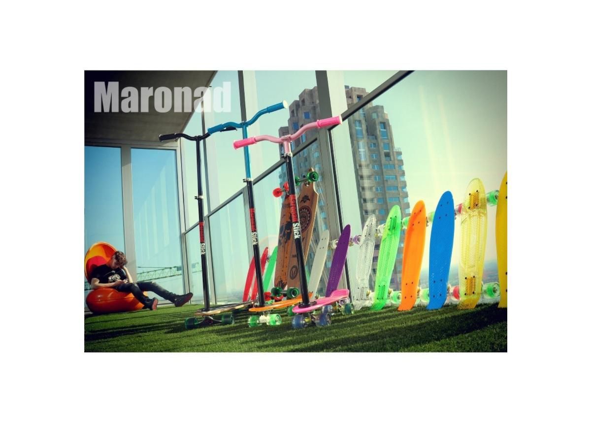 Lenksud skate-, long- ja penny boardile Stick suurendatud