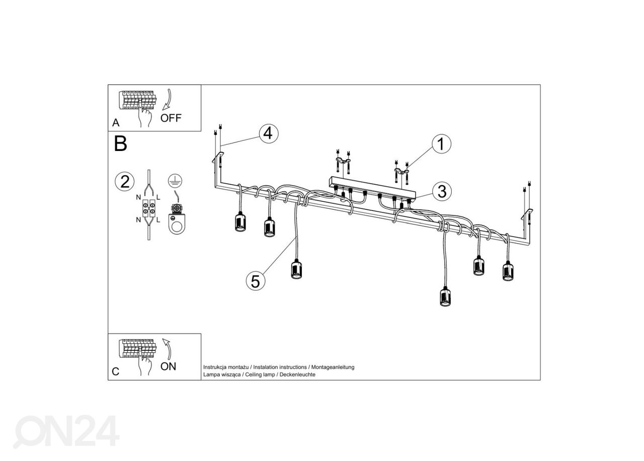 Lühter Salamanca 6, must suurendatud